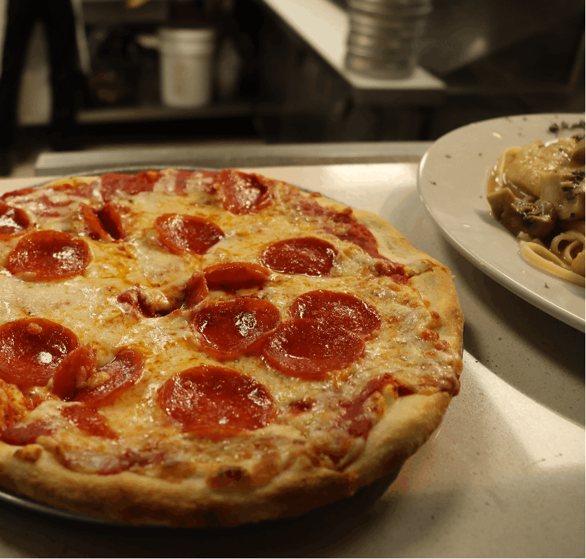 Pizza in restaurant